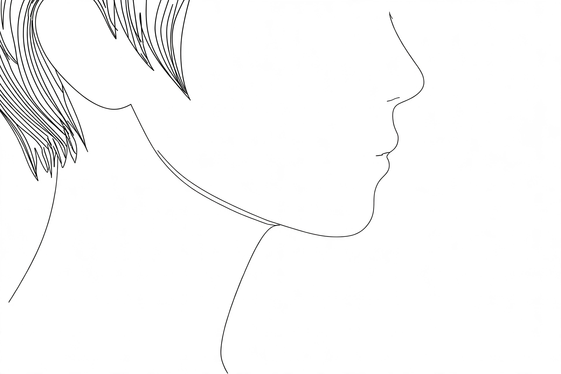 Figure 3: The side piece drops past the corner of the jaw, which breaks the horizontal line at the chin.
