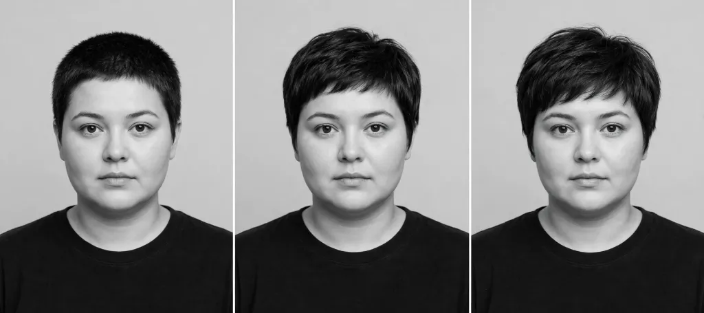 Rule: the closer your jaw width sits to your cheekbone width, the more length you keep on top, moving from 5 to 7 centimetres (2.0 to 2.8 inches) up to 9 to 12 centimetres (3.5 to 4.7 inches).