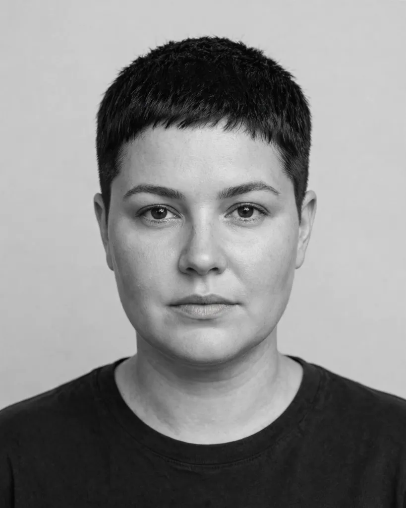 Rule: a short pixie suits a round face only when the cheekbone-to-jaw ratio is 1.18 or higher; below that ratio, keep the top in the next band up.